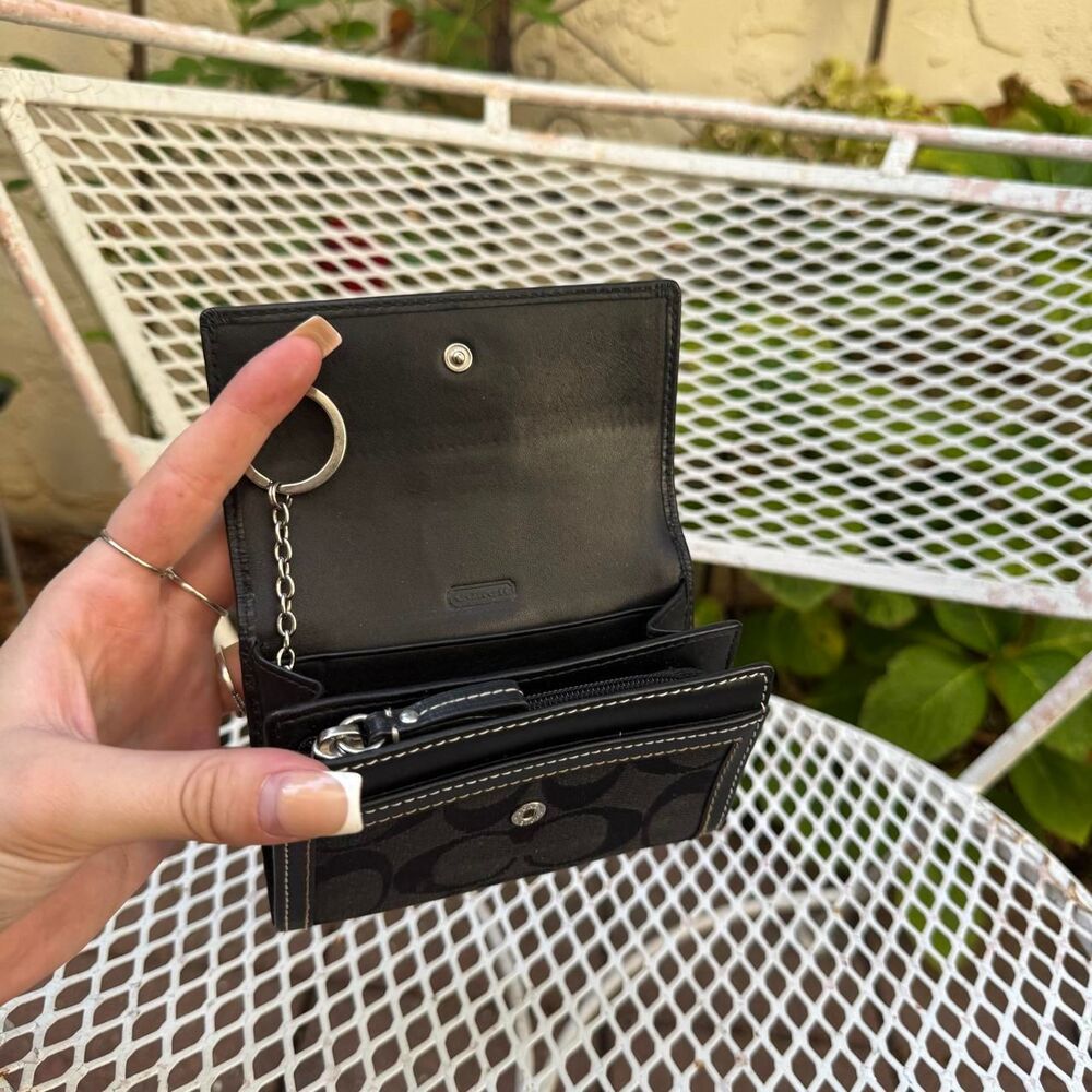 Black Coach Monogramed Wallet with Keyring - Picture 7 of 8